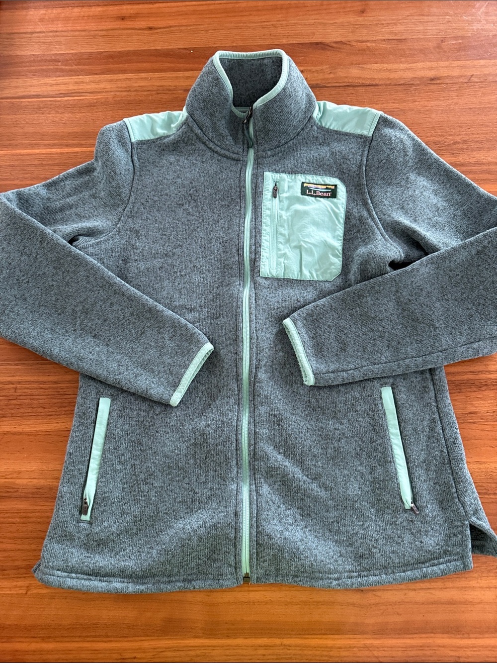 L.L.Bean Sweater Fleece Womens Size M Green Snap Neck Pullover Outdoor Casual